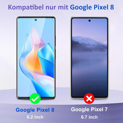 2er Set Panzerglas Google Pixel 8 Schutzfolie 9H Härte