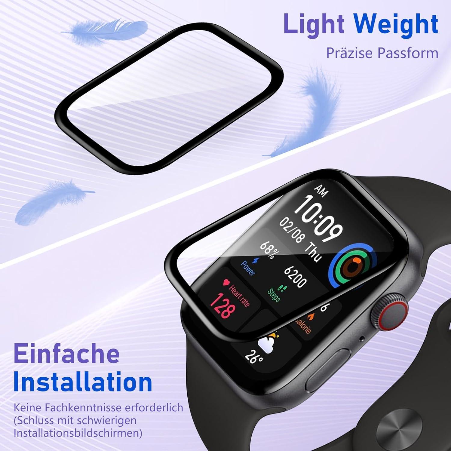 4er Pack Panzerglas Displayschutz Apple Watch Series 44mm