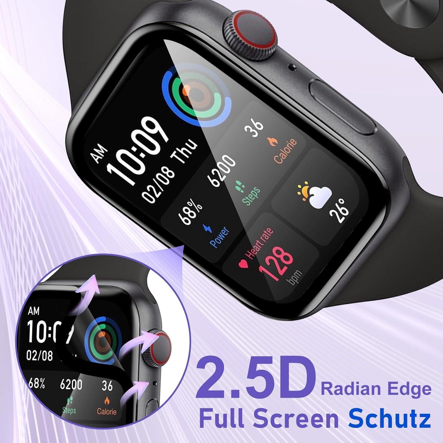 4er Pack Apple Watch 44mm TPU Schutzfolie Ultradünn Blasenfrei