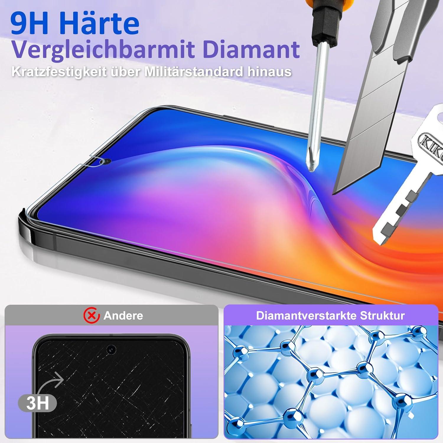 2x Panzerglas Displayfolie Samsung Galaxy S22 5G, 9H Härte, Kratzfest