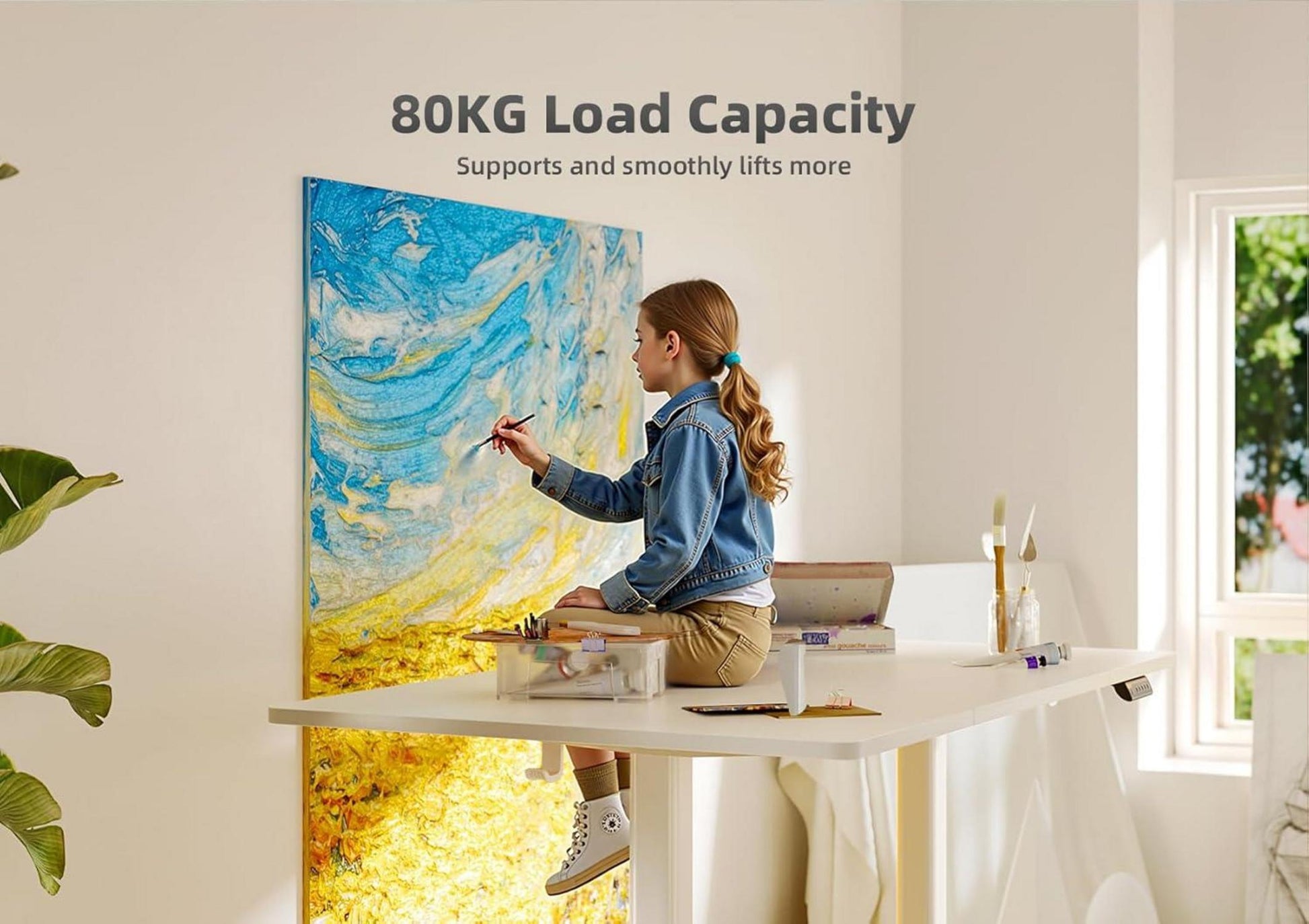 Höhenverstellbarer Schreibtisch Elektrisch 160x80 cm Weiß Cliaks