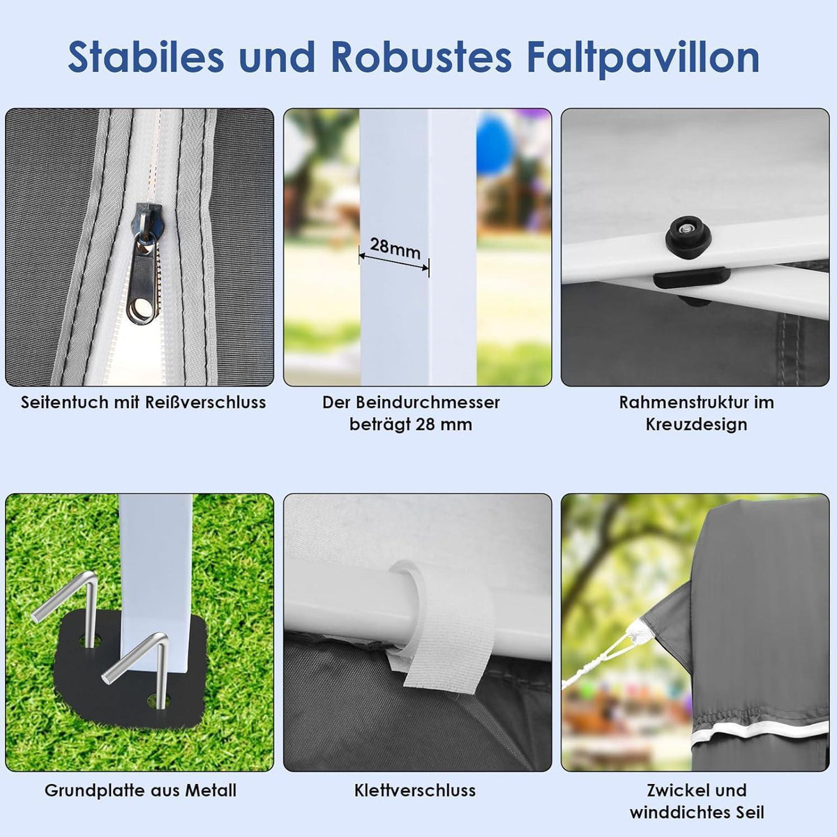 Faltpavillon 3x6m – Wasserdicht, Stabil & Mit 6 Seitenwänden