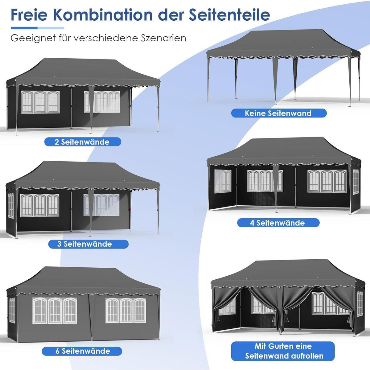 Faltpavillon 3x6m – Wasserdicht, Stabil & Mit 6 Seitenwänden