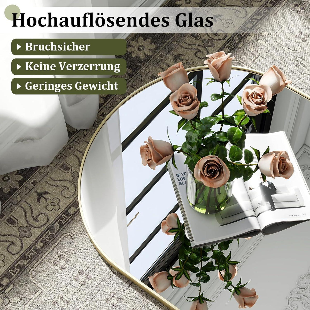 Großer Ganzkörperspiegel 180x76cm – Stand- & Wandspiegel Gold