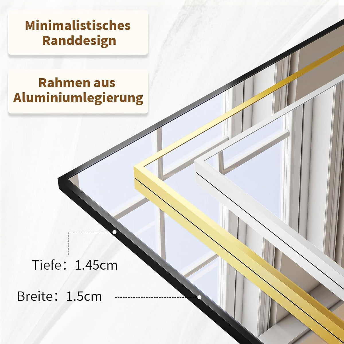 Großer Standspiegel 180x76 cm | HD Spiegel mit Ständer & Wandaufhängung
