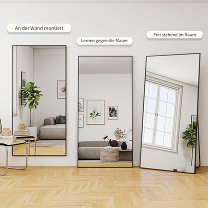 Großer Standspiegel 180x76 cm | HD Spiegel mit Ständer & Wandaufhängung