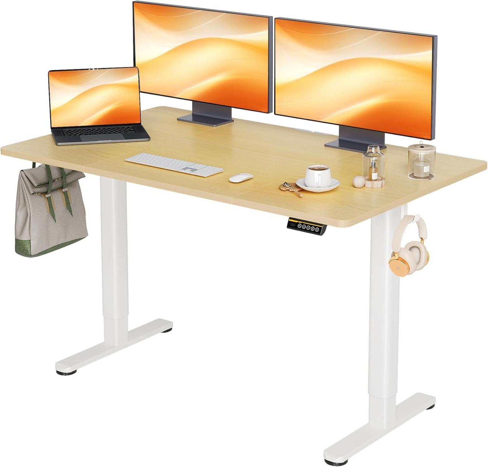 Höhenverstellbarer Schreibtisch Elektrisch 140x70cm Beige