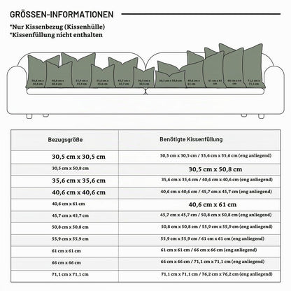 Einfarbiger Kissenbezug Leinen 30x50 cm - Graugrün