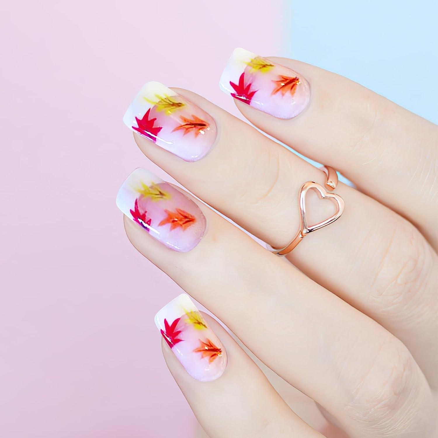 24er Set Herbst Press On Nails DIY Maniküre mit Jelly Glue