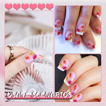 24er Set Herbst Press On Nails mit Jelly Glue & Nagelfeile