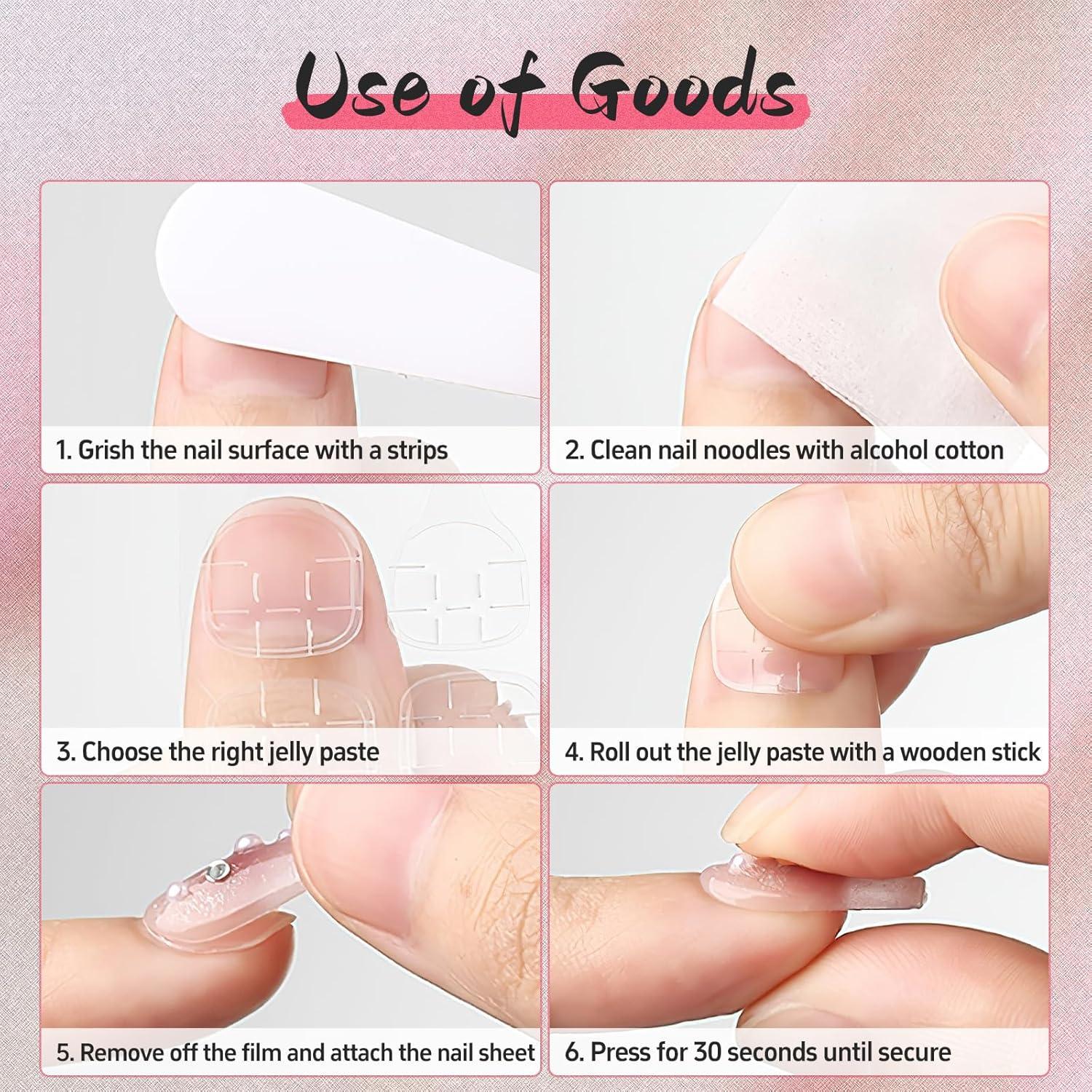 24er Herbst Press On Nails Set mit Jelly Glue Nagelfeile Holzstab