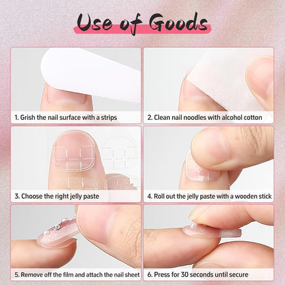 24er Herbst Press On Nails Set mit Jelly Glue Nagelfeile Holzstab