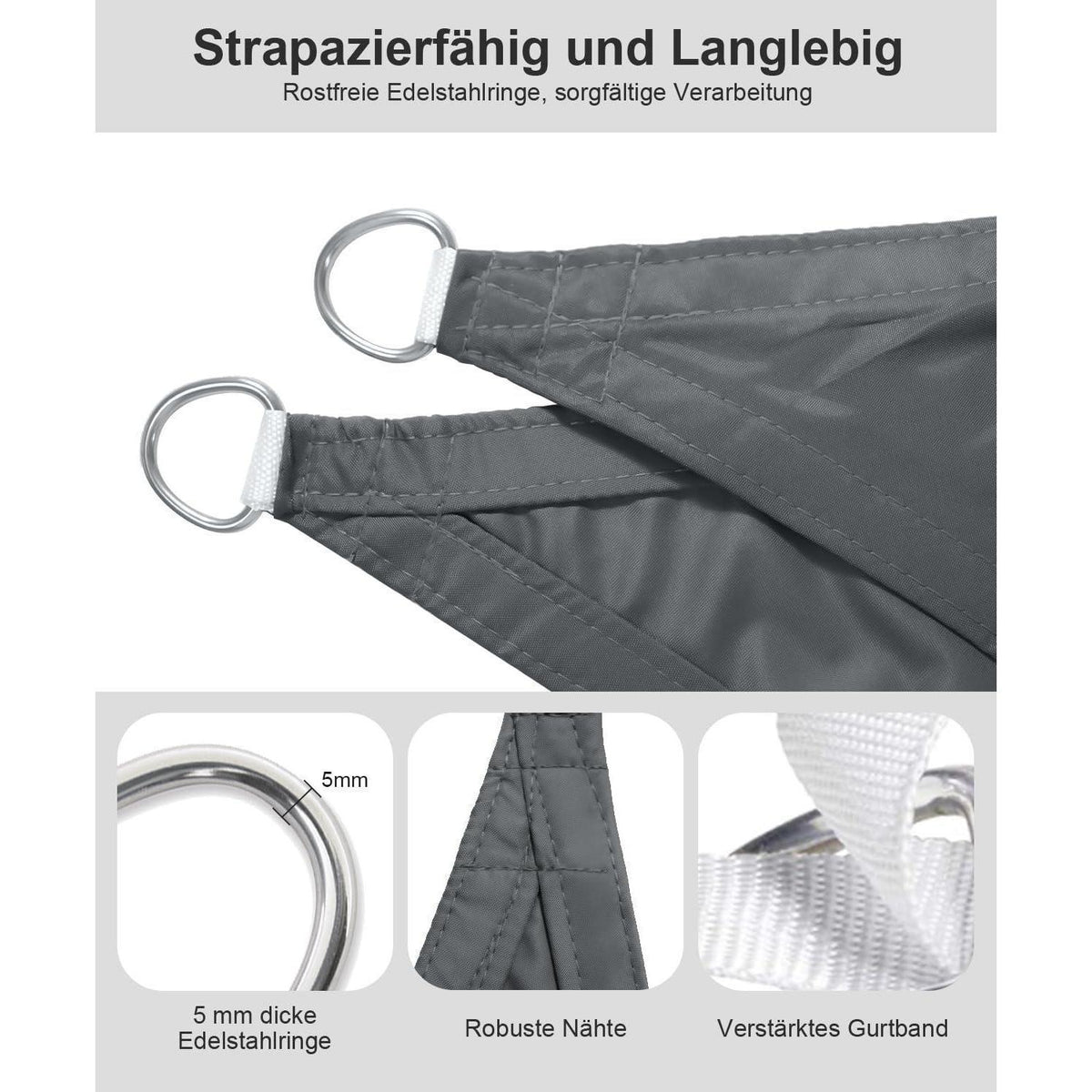 Wasserdichtes Sonnensegel 2.5x2.5m Anthrazit UV-Schutz PES Polyester
