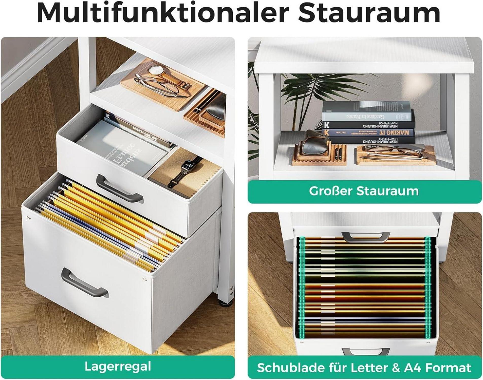 Schreibtisch mit Stoff Schubladen L Form Aktenschublade