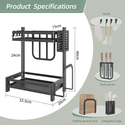 NETEL Gewürzregal Stehend 2 Etagen Küchen Organizer, Schwarz