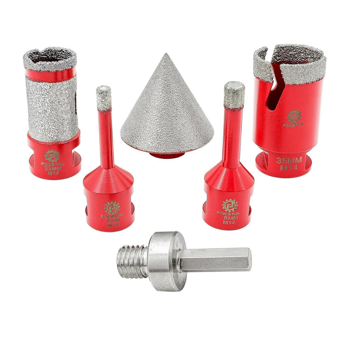 Fliesenbohrer Set Diamant 6-teilig mit Fasenbohrer & Fräser