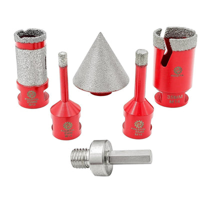 Fliesenbohrer Set Diamant 6-teilig mit Fasenbohrer & Fräser