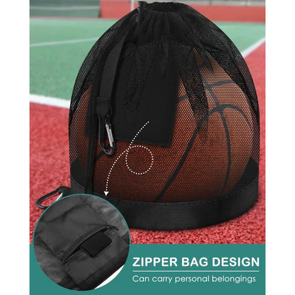 BROTOU Ballsack Netz Rucksack mit Reißverschlussfach
