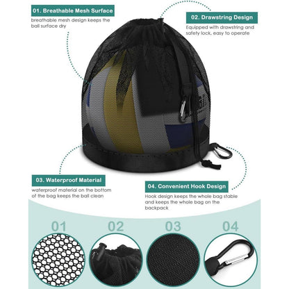 BROTOU Ballsack Netz Rucksack mit Reißverschlussfach