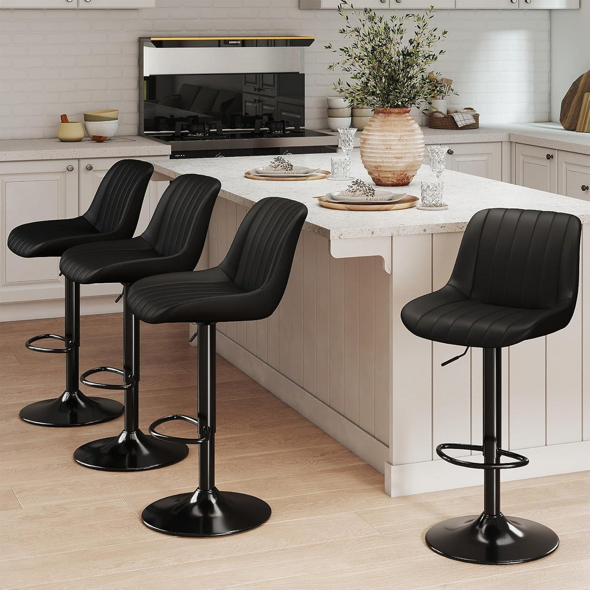 Drehbarer Barhocker 4er Set, Höhenverstellbar & Modern