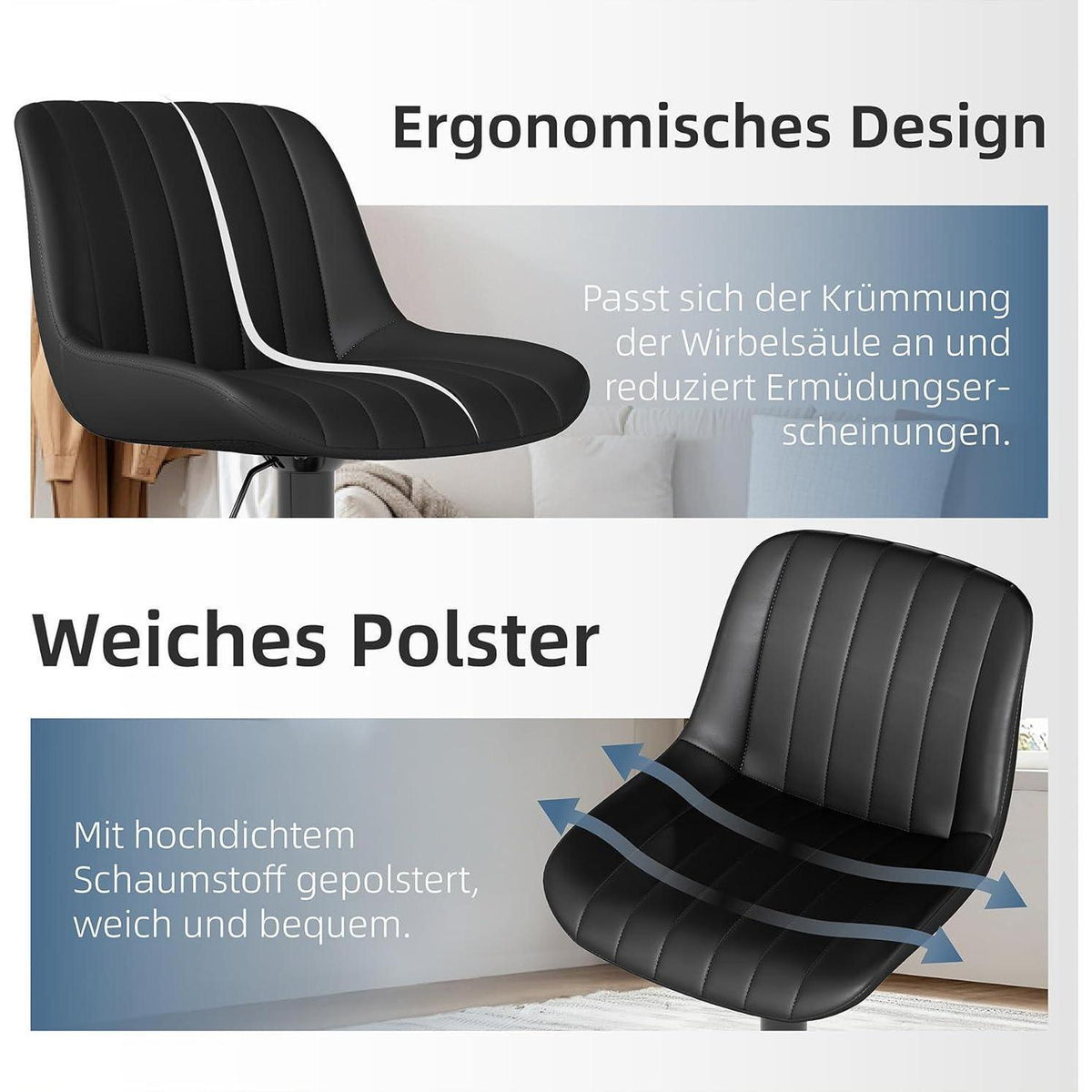Drehbarer Barhocker 4er Set, Höhenverstellbar & Modern