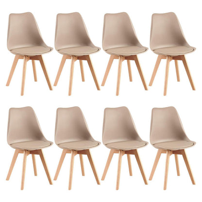 Skandinavische Esszimmerstühle Set 8 – Gepolstert, Khaki