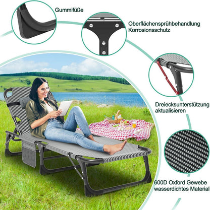 2er Set Sonnenliege Klappbar mit Matratze, 150kg Belastbar Gartenliege Strand