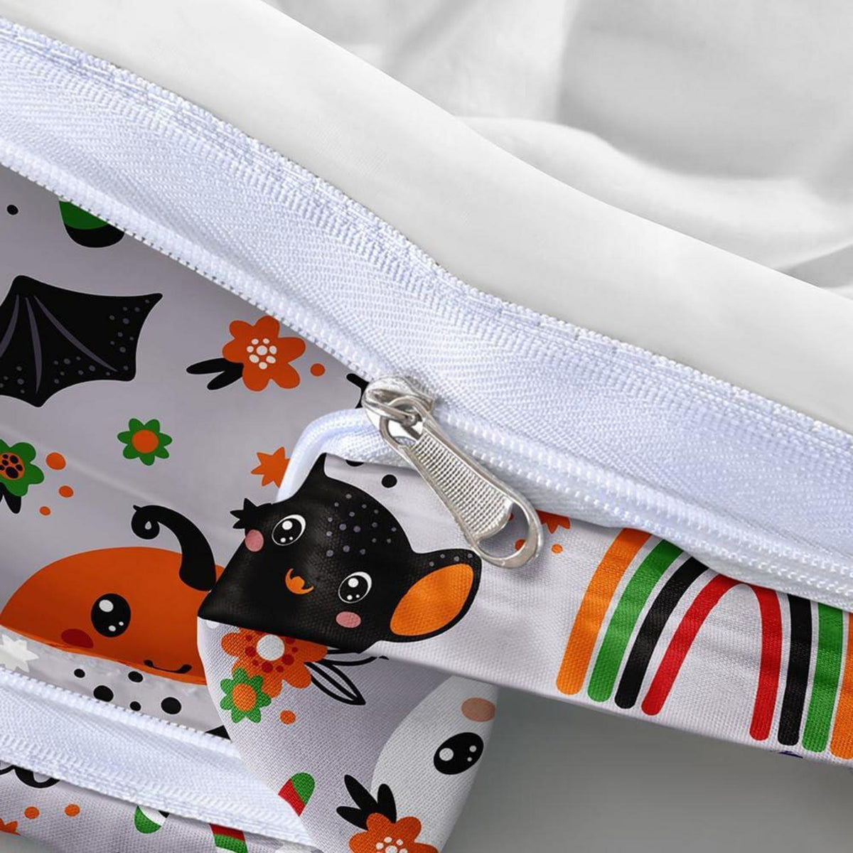 Halloween Bettwäsche Set 135x200 - Kürbis, Geist & Regenbogen 3D