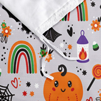 Halloween Bettwäsche Set 135x200 - Kürbis, Geist & Regenbogen 3D