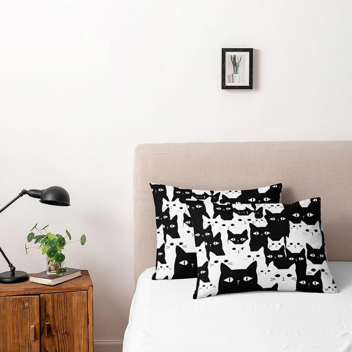 Halloween Bettwäsche Set 135x200 - Katze Schwarz Weiß 3D