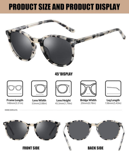 Polarisierte Retro Sonnenbrille UV400 Schutz Damen Vintage Schwarz