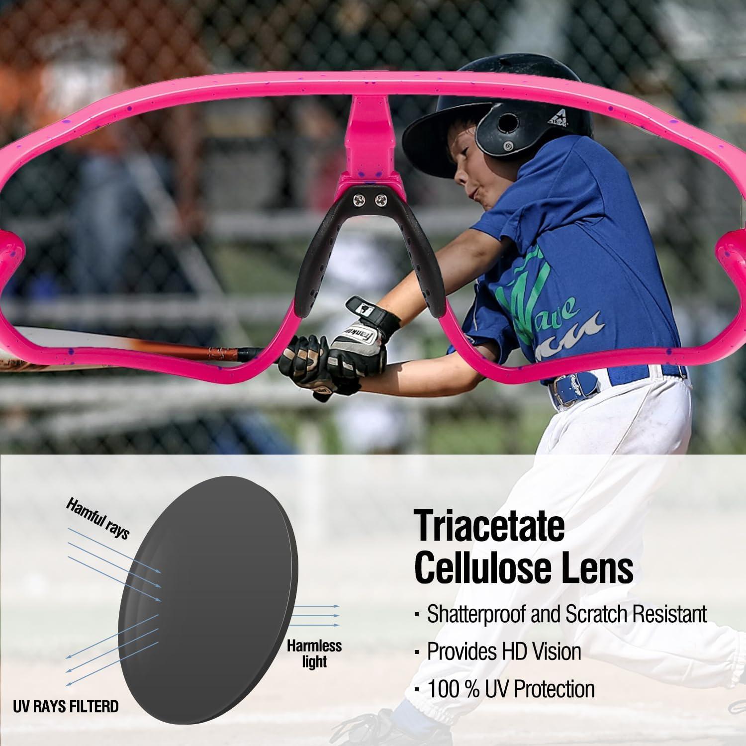 DUCO Kinder Baseball Sonnenbrille UV400 TR90 Rahmen DK268 - Rose Painting Schutz