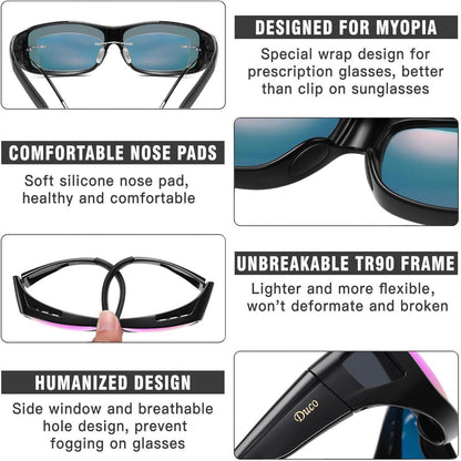 Polarisierte Sonnenbrille UV400 Schutz Wrap Around Schwarz Lila