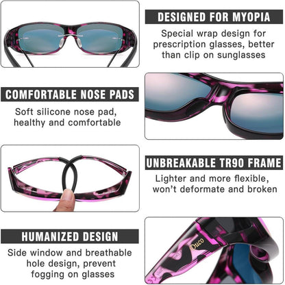 Polarisierte Überbrille UV400 Schutz für Brillenträger Lila Tortoise