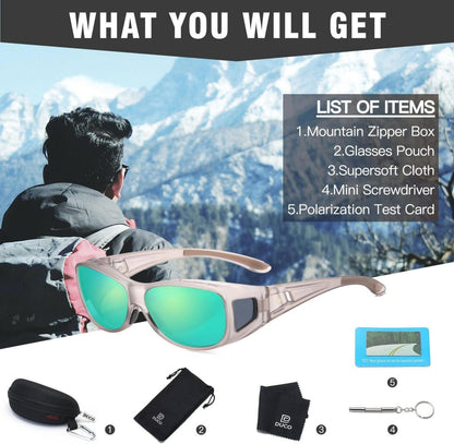 Polarisierte Sonnenbrille UV400 Schutz Fit-over Überbrille M Transparent Grau