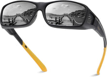 Polarisierte UV400 Sonnenbrille mit Überbrille Schwarz-Grau