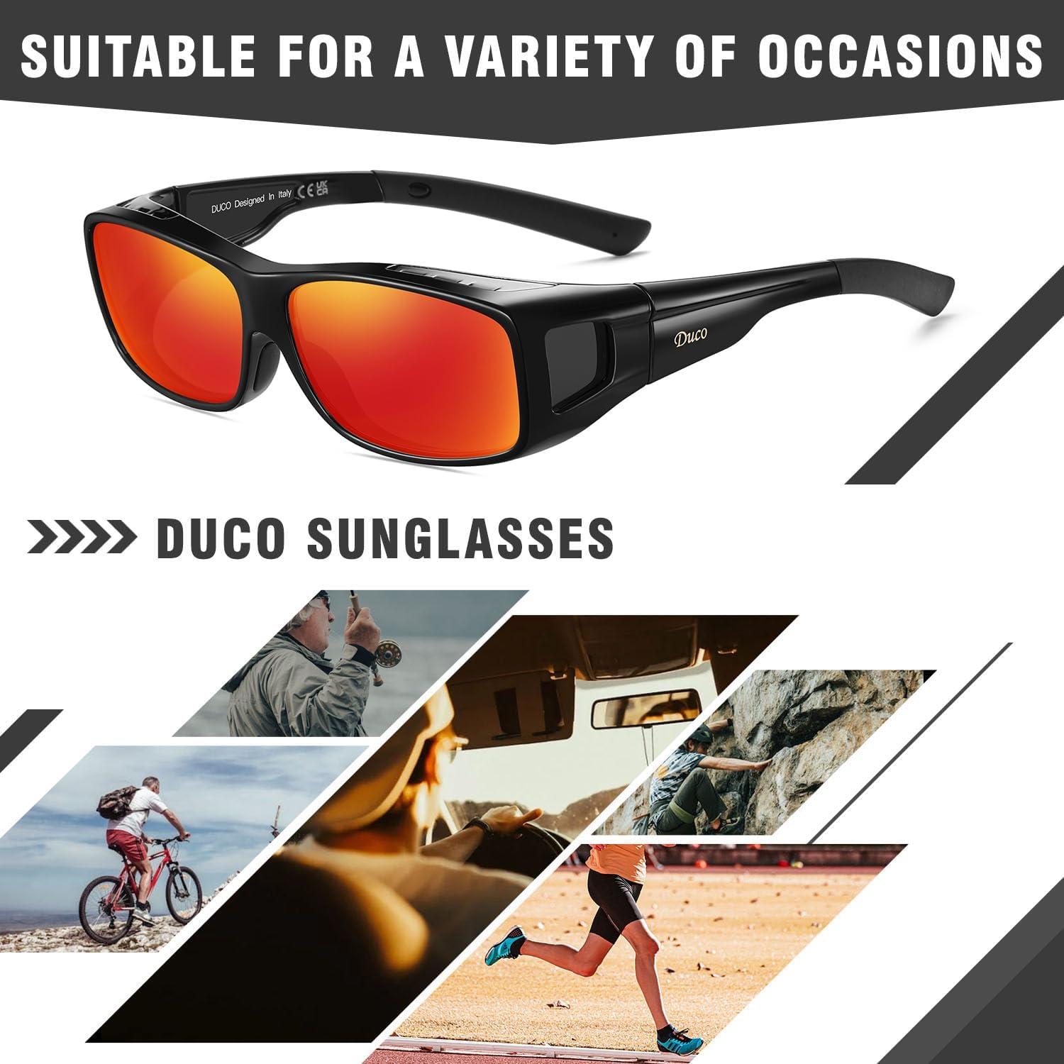 Polarisierte Überbrille Sonnenbrille UV400 Schutz Schwarz/Rot Unisex L Größe