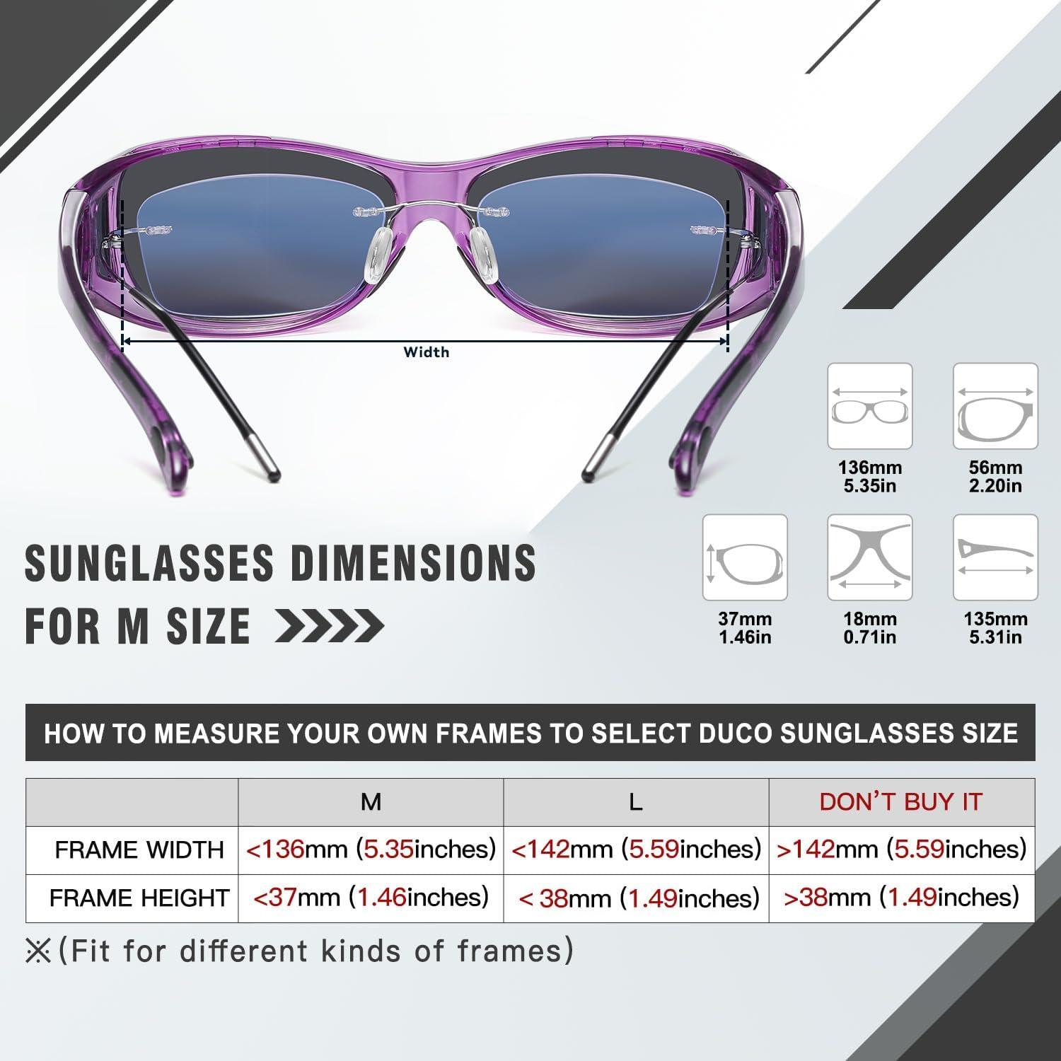 Polarisierte Sonnenbrille UV400 Schutz für Myopie Brille - Überbrille Clear Lila M Größe
