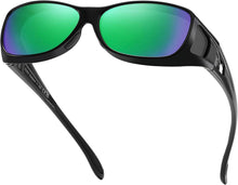 Polarisierte UV400 Sonnenbrille für Brillenträger Schwarz Grün - M