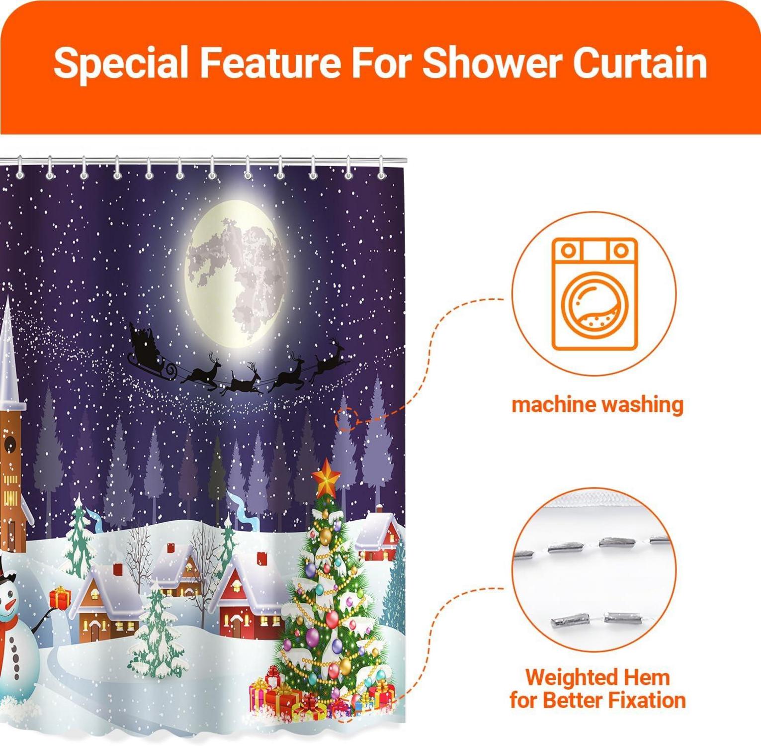 Duschvorhang Weihnachtsstimmung 200x200cm Wasserabweisend Polyester Ösen Saum
