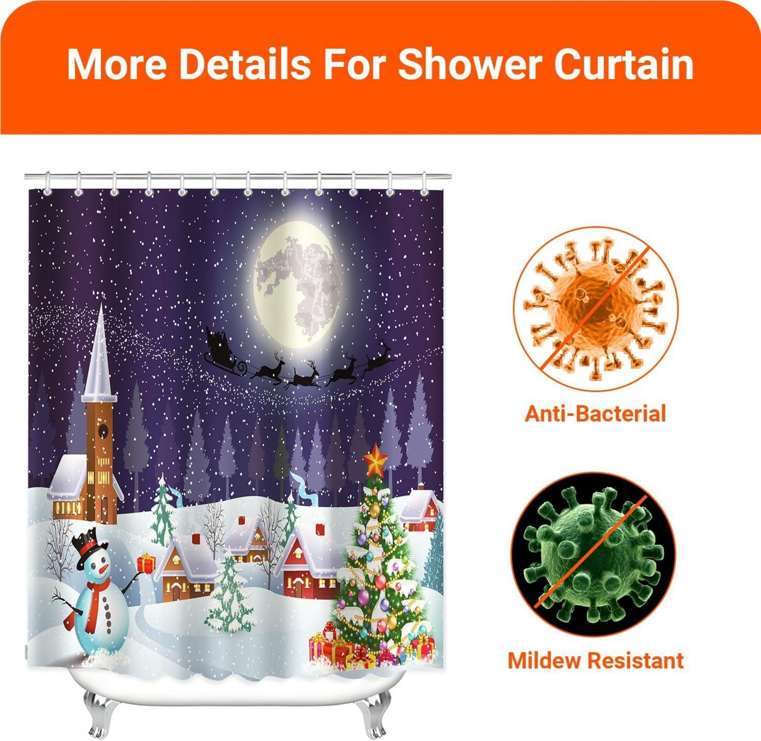 Weihnachts Duschvorhang 240x200cm Antischimmel Polyester 16 Ösen Haken