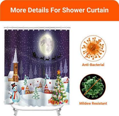 Weihnachts Duschvorhang 240x200cm Antischimmel Polyester 16 Ösen Haken