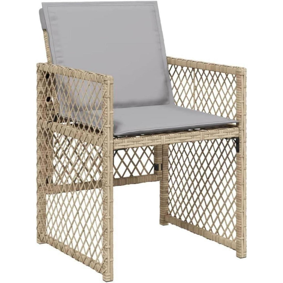 Garten Essgruppe 7-TLG. Poly Rattan mit Kissen Beige & Grau