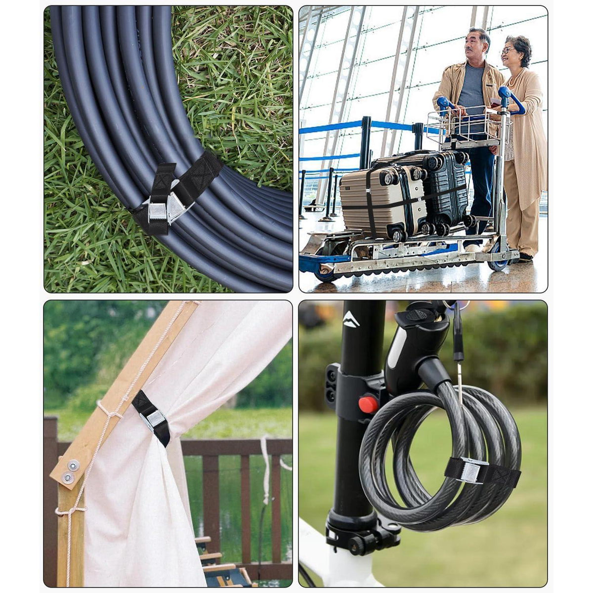 8x Spanngurte 100cm – Kurz & Verstellbar für Fahrrad & Motorrad
