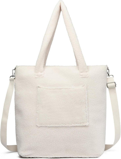 Teddyfleece Handtasche Damen Plüsch Schultertasche Umhängetasche