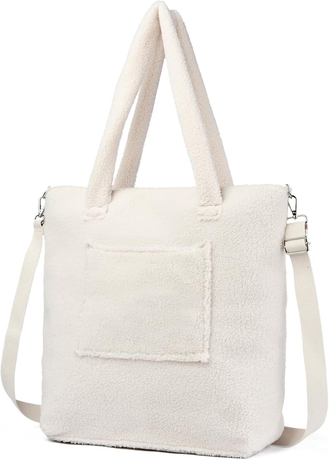 Teddyfleece Handtasche Damen Plüsch Schultertasche Winter Shopper Tasche Gurt