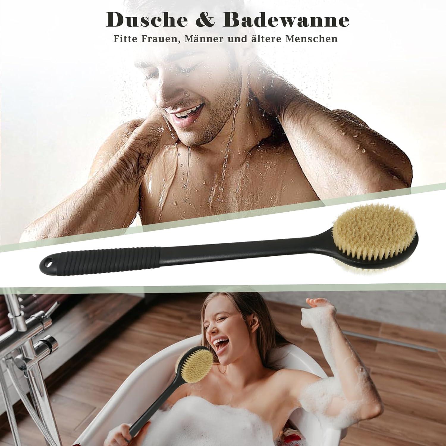 Rückenbürste 42 cm Nass Trockenbürste langer Griff Borsten Peeling Entfernung
