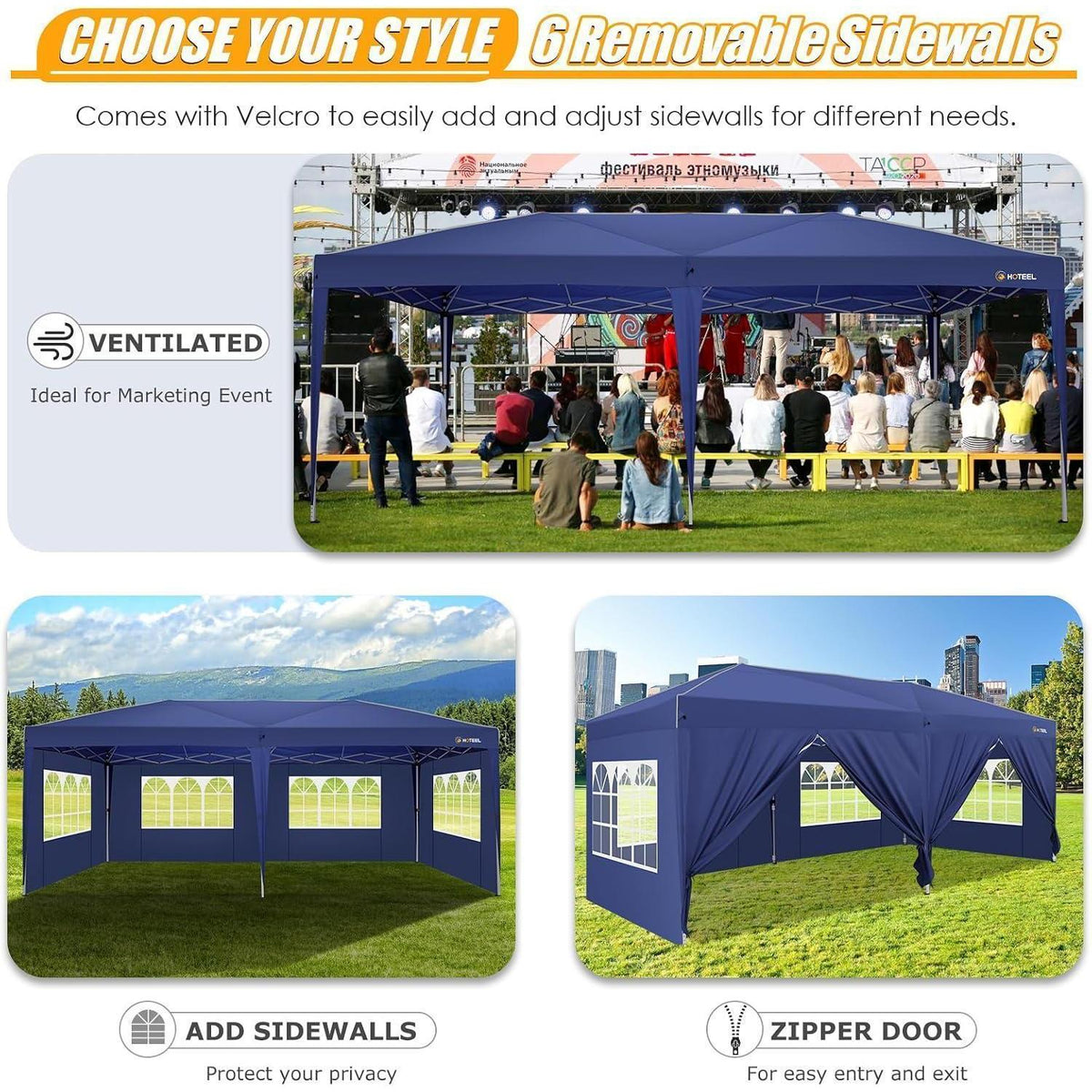 Pavillon 3x6 mit Seitenwänden – Wasserdicht & Stabil für Garten & Events