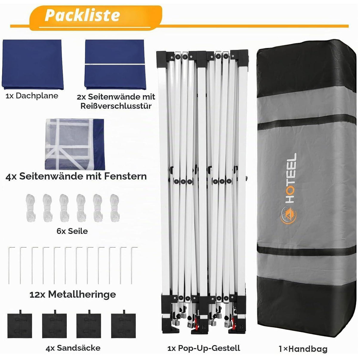 Pavillon 3x6 mit Seitenwänden – Wasserdicht & Stabil für Garten & Events