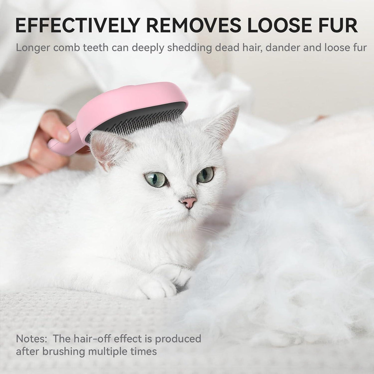 Katzenbürste mit Auslöseknopf für Lang- und Kurzhaar, Rosa